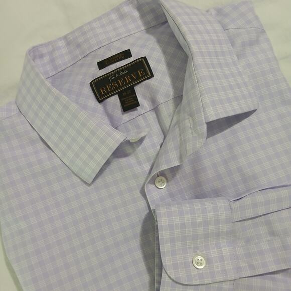 Jos.A.Bank RESERVE No Wrinkles Tailored Fit 18/37 100% Cotton Men's Button-up - Picture 4 of 11